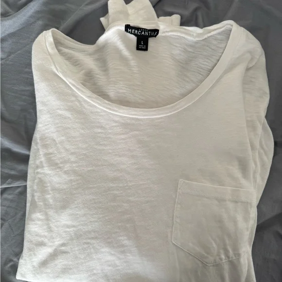 J. Crew Mercantile White Long Sleeve Tie-Front Top with Pocket - Picture 5 of 5